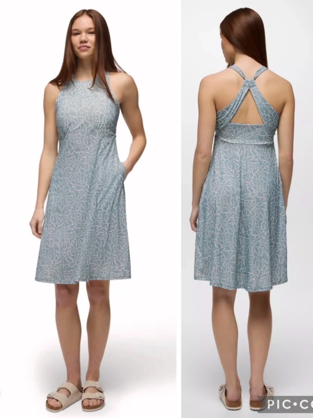 Prana Women’s Jewel Lake Summer Halter Yoga Midi Dress L Large